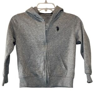 US Polo Assn Boys Gray Full Zip Hoodie Sweatshirt Size S (6-7) Casual